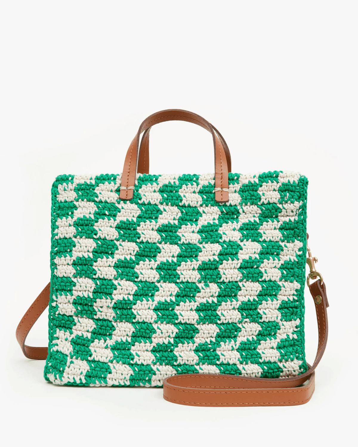 Petit Summer Simple Tote in Sea Green & Cream Crochet Checker Clare V. :  Find the Inspiration within Every Detail