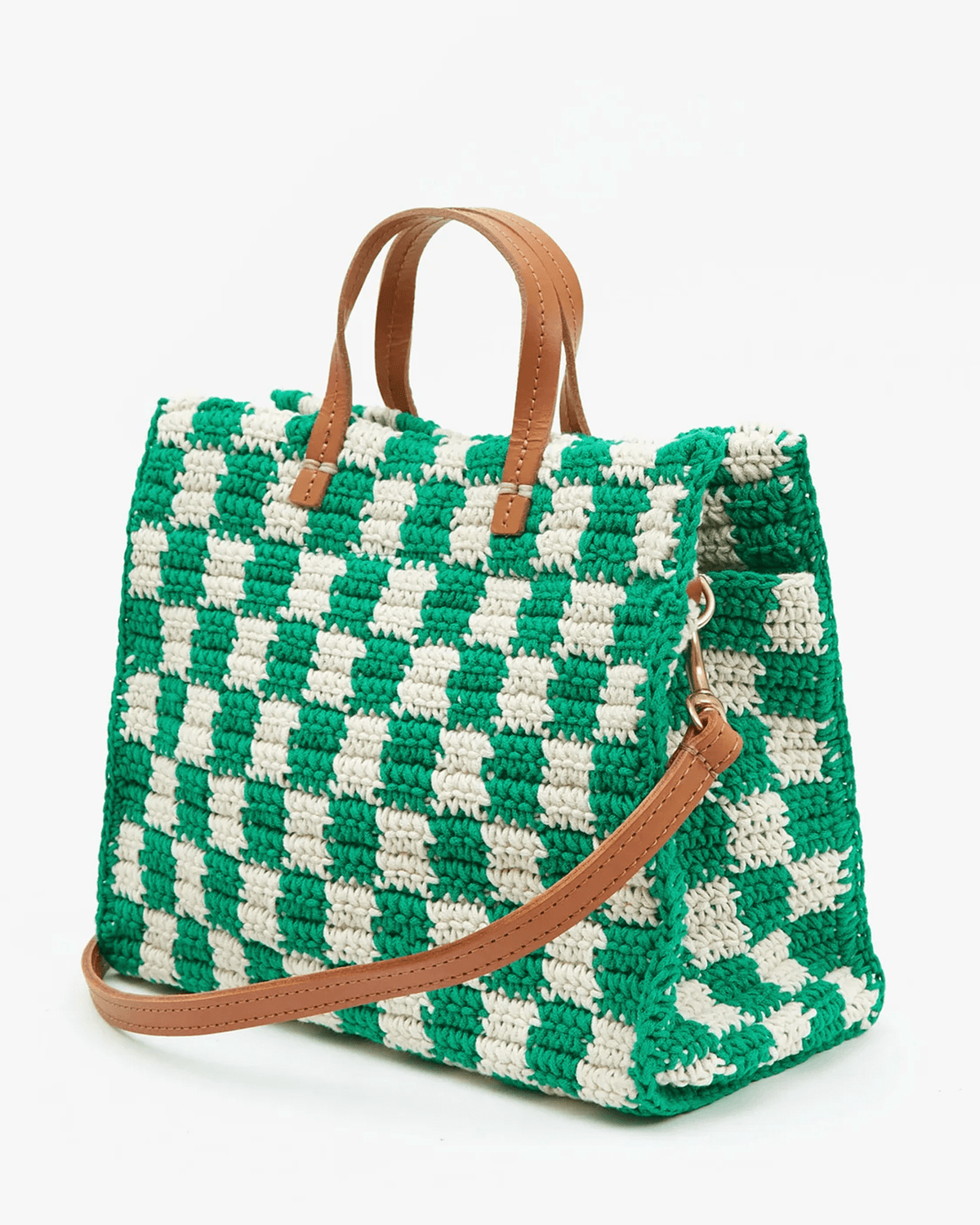 Clare V. Petit Summer Simple Tote - Sea Green/Cream Crochet Checker on  Garmentory